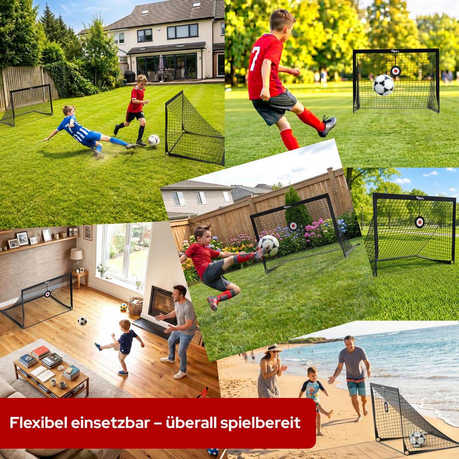 KM-Fit  Set di 2 porte da calcio con bersagli regolabili per l'allenamento 