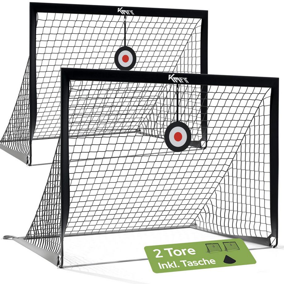 Set di 2 porte da calcio con bersagli regolabili per l'allenamento