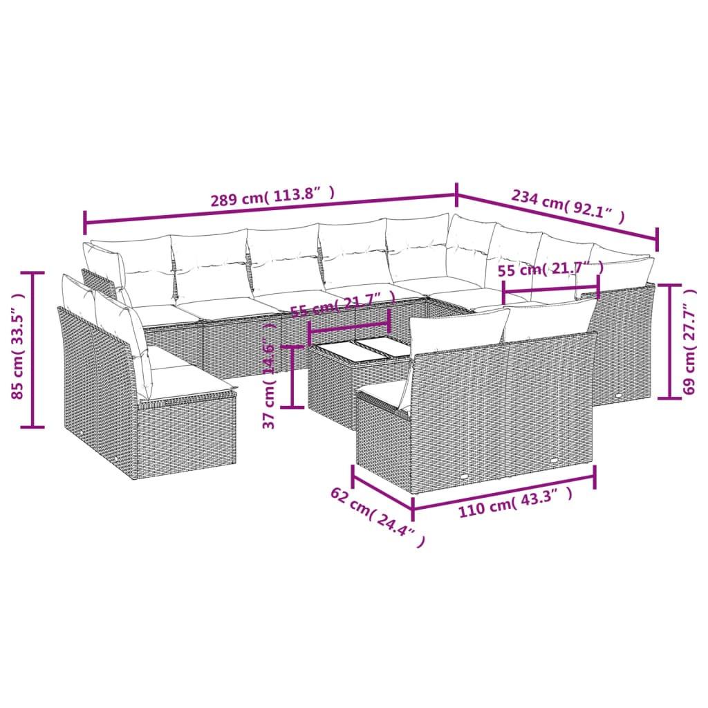 VidaXL set divano da giardino Polirattan  