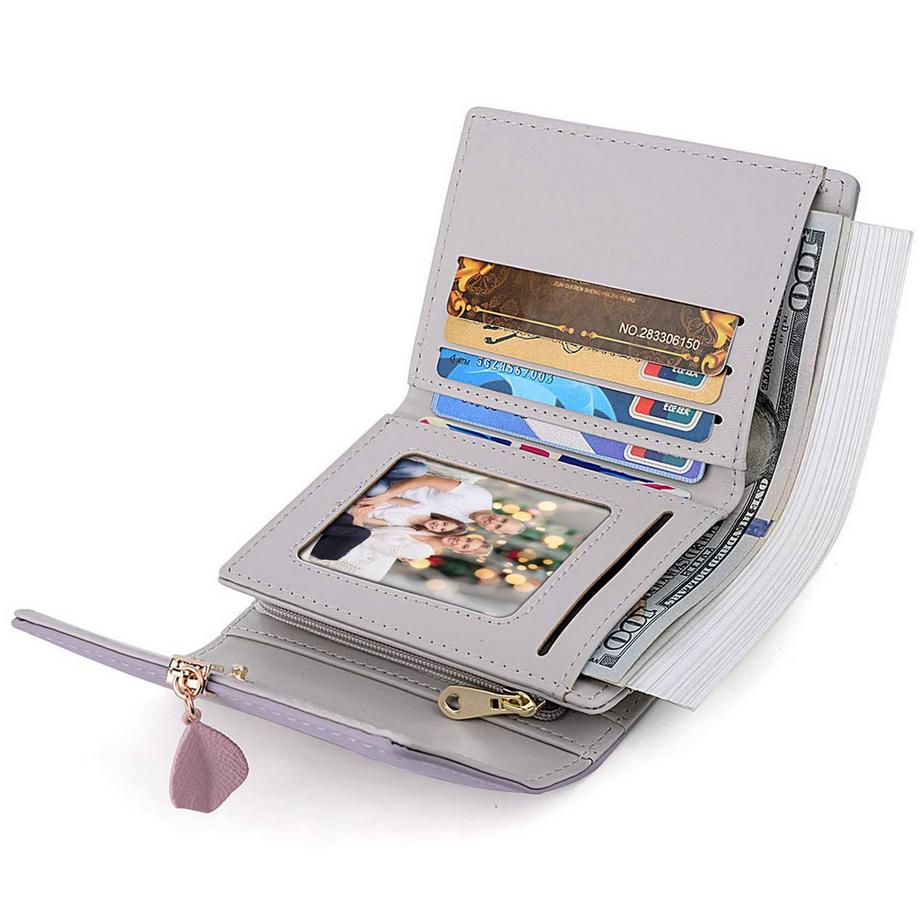 Only-bags.store Portafoglio piccolo in ecopelle liscia con scomparti multipli  