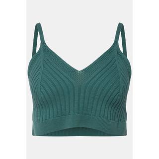 Ulla Popken  Bralette en coton bio. Maille côtelée. Bordures au motif délicat. 