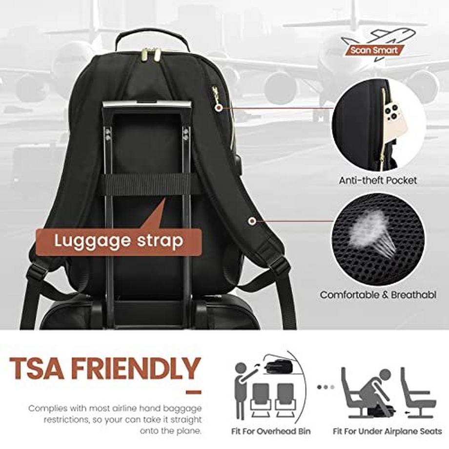 Only-bags.store Grand Sac à Dos Ordinateur Portable 15.6 Pouces Étanche Sac d'École Noir  