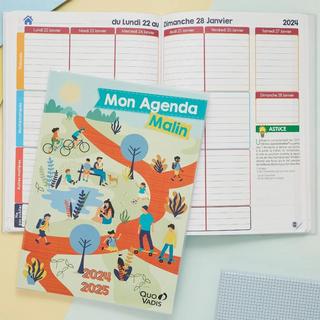 QUO-VADIS Agendas année scolaire - SEMAINIER CE2-CM1-CM2 - Semainier - 21x29,7cm - Mon agenda malin - Année 2024-2025  