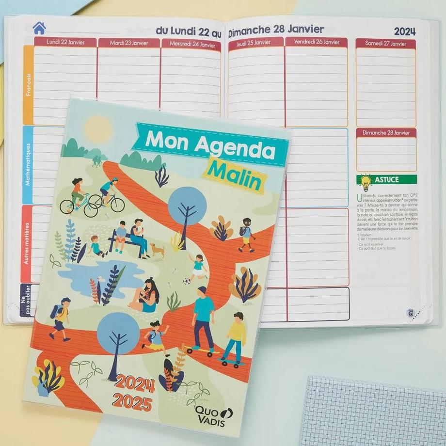 QUO-VADIS Agende anno scolastico - Settimanale - 21x29,7cm - Mon agenda malin - Anno 2024-2025  