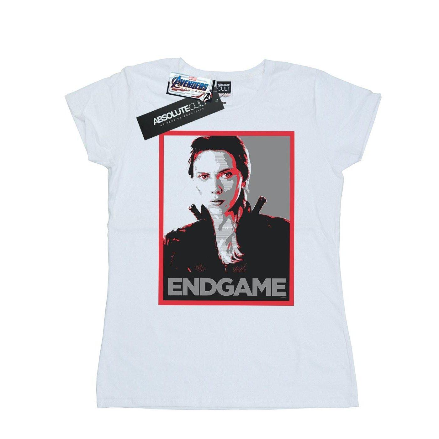 Image of Avengers Endgame Black Widow Poster Tshirt Damen Weiss XXL
