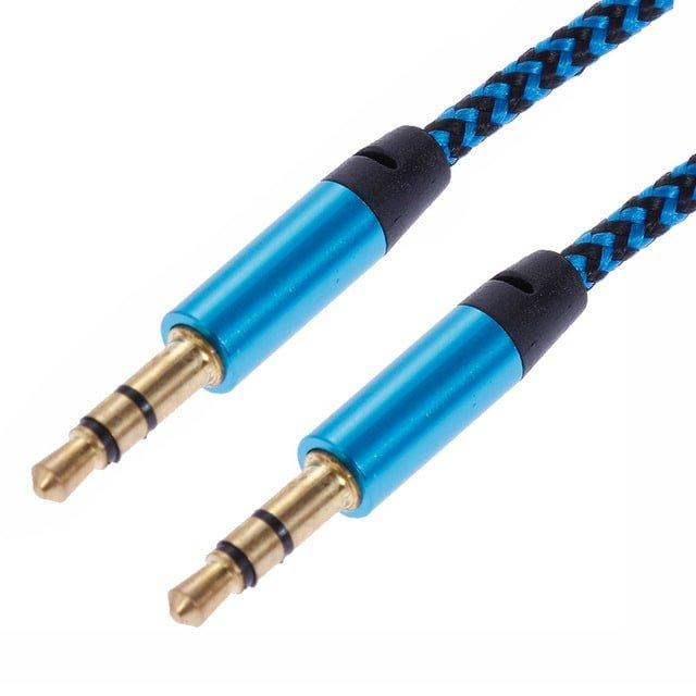 Image of 1 m gewebtes 3,5-mm-Aux-Kabel – Blau