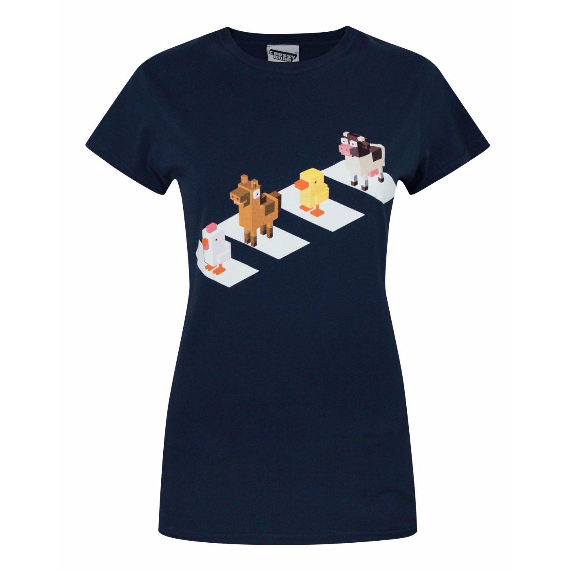 Image of Crossy Road Charakter Crossing Tshirt Damen Marine XL