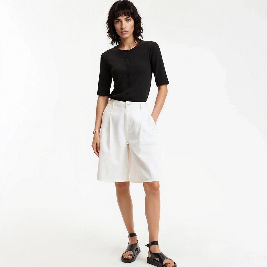 La Redoute Collections Geknöpftes Rundhals Kurzarm T-Shirt  