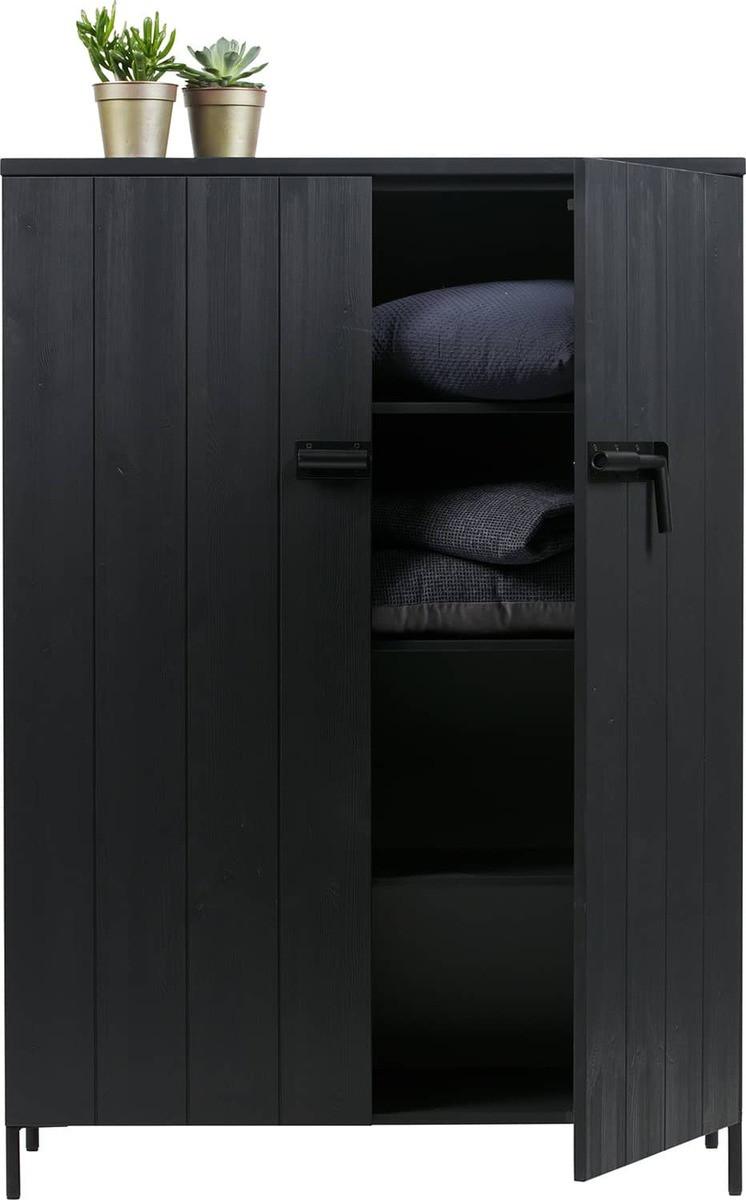 mutoni Armoire Bruut 2 portes pin (FSC) noir  