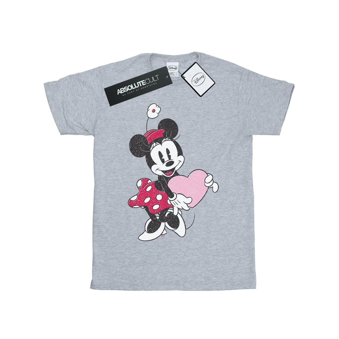 Image of Minnie Mouse Love Heart Tshirt Unisex Grau 140/146