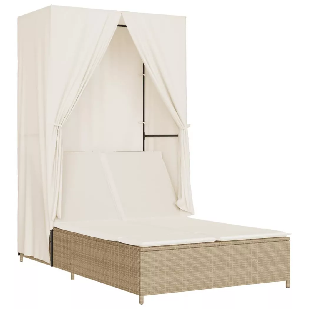 VidaXL - lettino prendisole doppio Polirattan, One Size, Beige