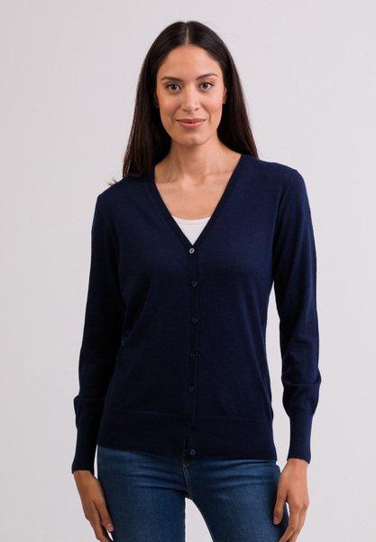 Image of Kaschmir Cardigan V-ausschnitt Damen Marine L
