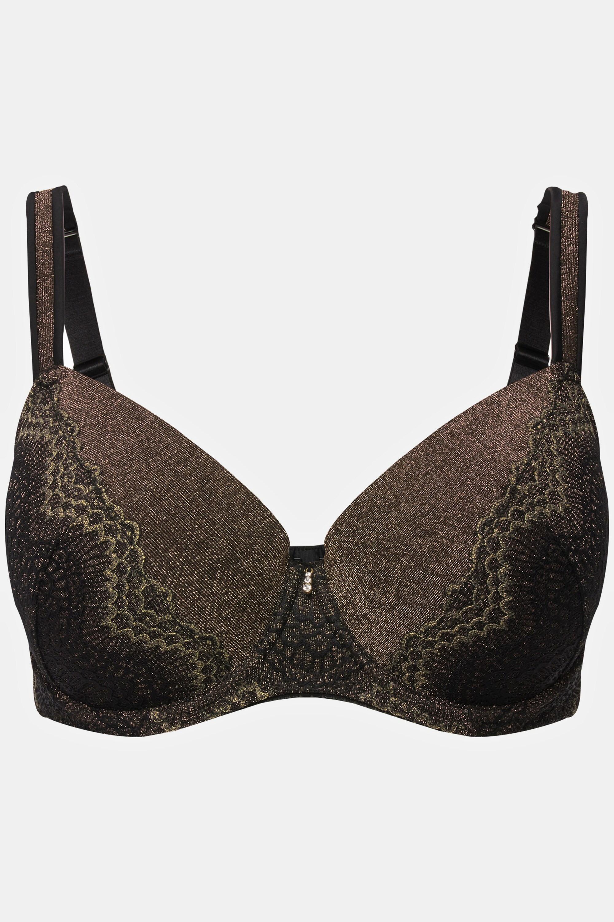 Ulla Popken  Reggiseno con ferretto, pizzo, effetto dorato e coppe morbide, coppa B-E 