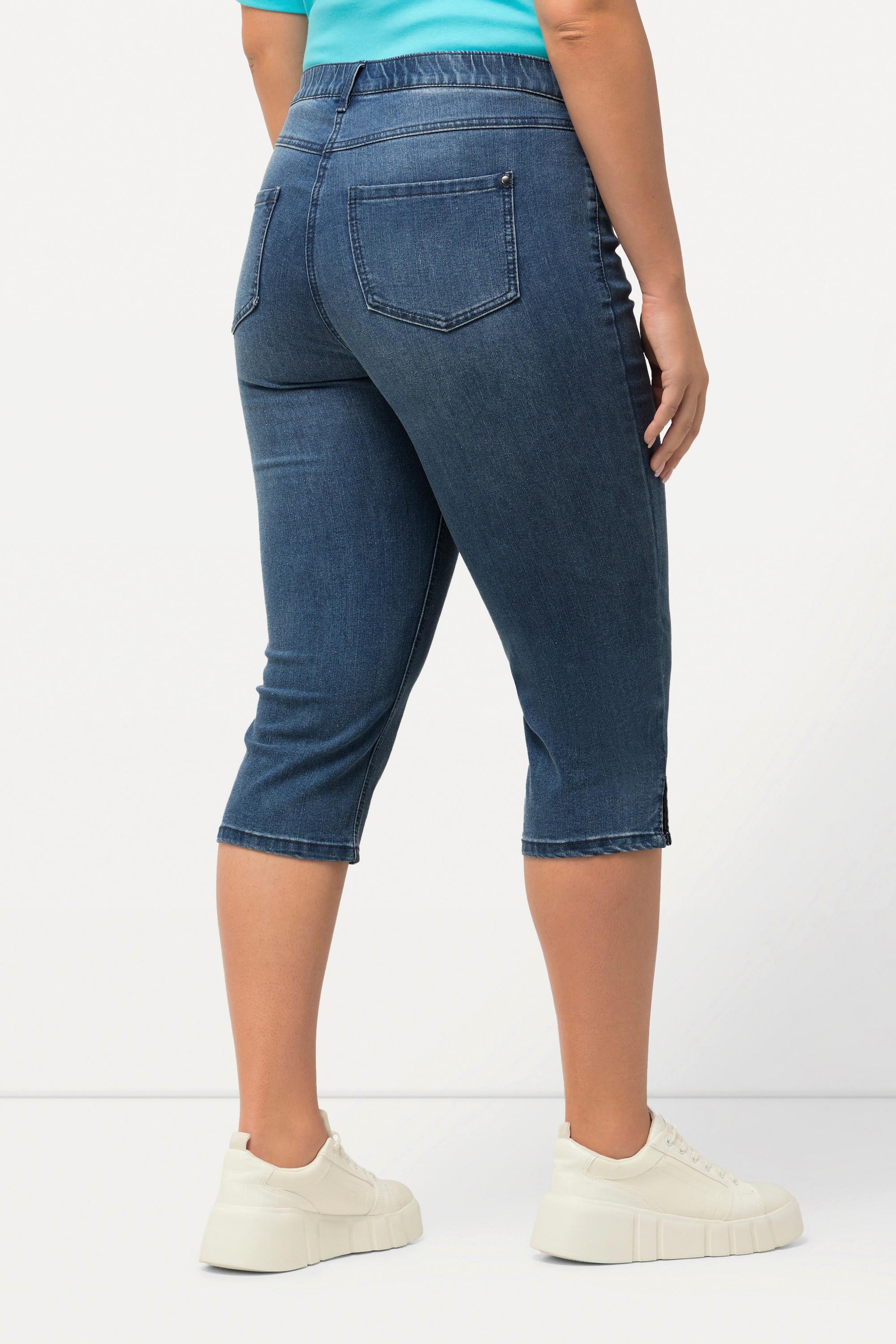 Ulla Popken  Capri Jeans Sarah, schmale 5-Pocket-Form, Saumschlitz 