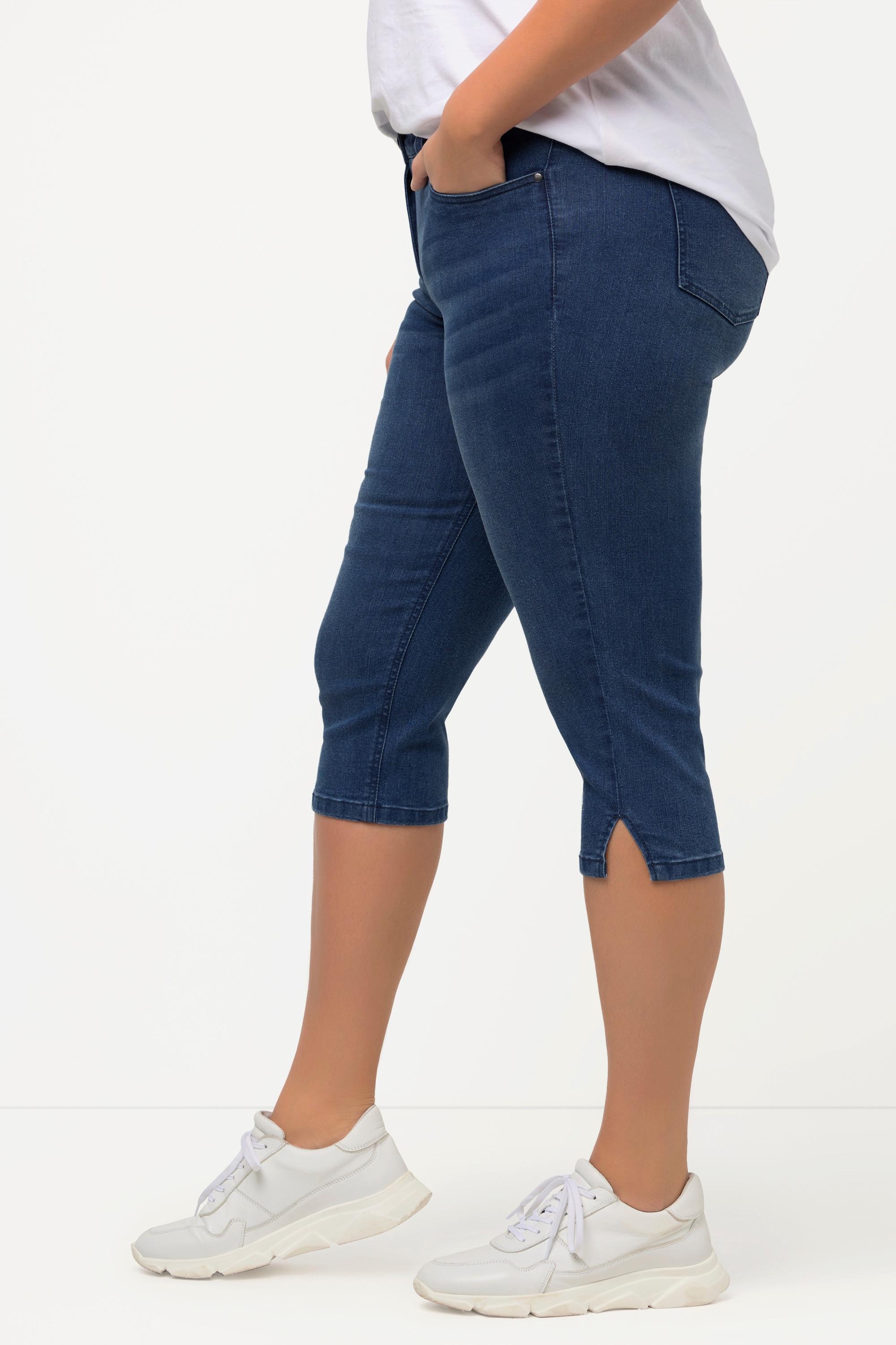 Ulla Popken  Capri Jeans Sarah, schmale 5-Pocket-Form, Saumschlitz 