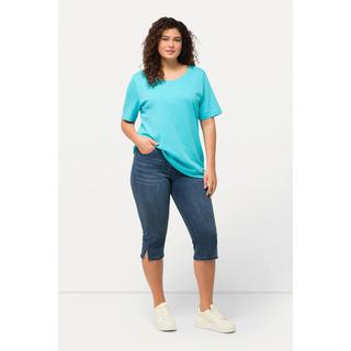 Ulla Popken  Capri Jeans Sarah, schmale 5-Pocket-Form, Saumschlitz 