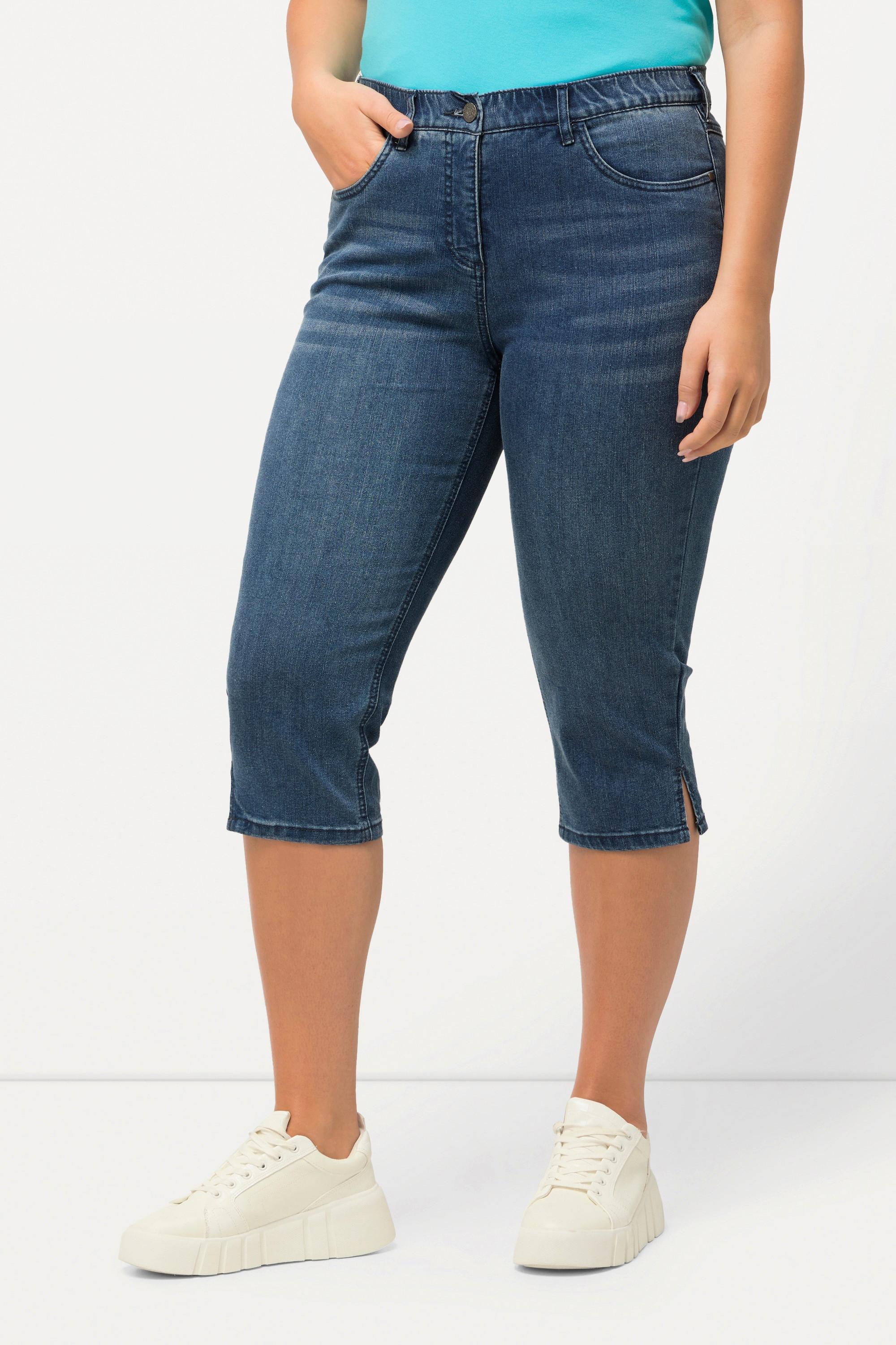 Ulla Popken  Capri Jeans Sarah, schmale 5-Pocket-Form, Saumschlitz 