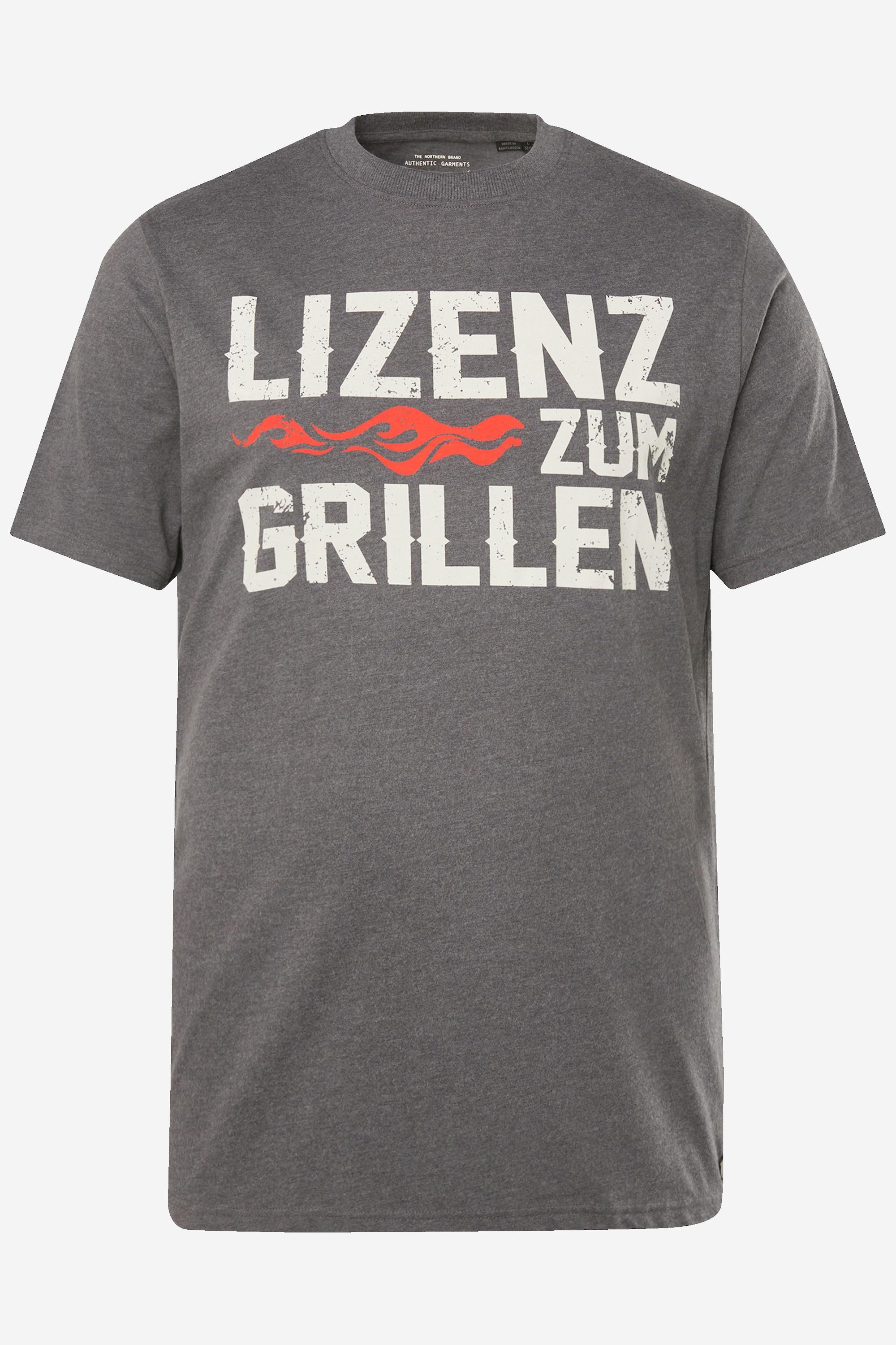 JP1880  T-shirt con mezze maniche, stampa ispirata al grill e scollo a girocollo, fino alla tg. 8XL 