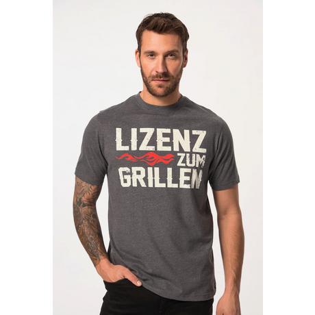 JP1880  T-shirt con mezze maniche, stampa ispirata al grill e scollo a girocollo, fino alla tg. 8XL 