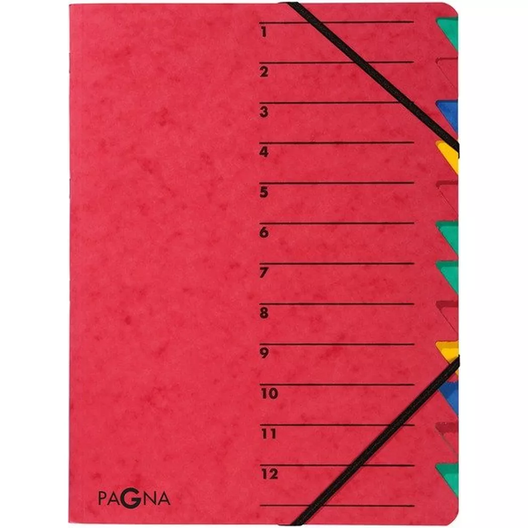 PAGNA trieur 'EASY', A4, carton, 12 compartiments, rouge