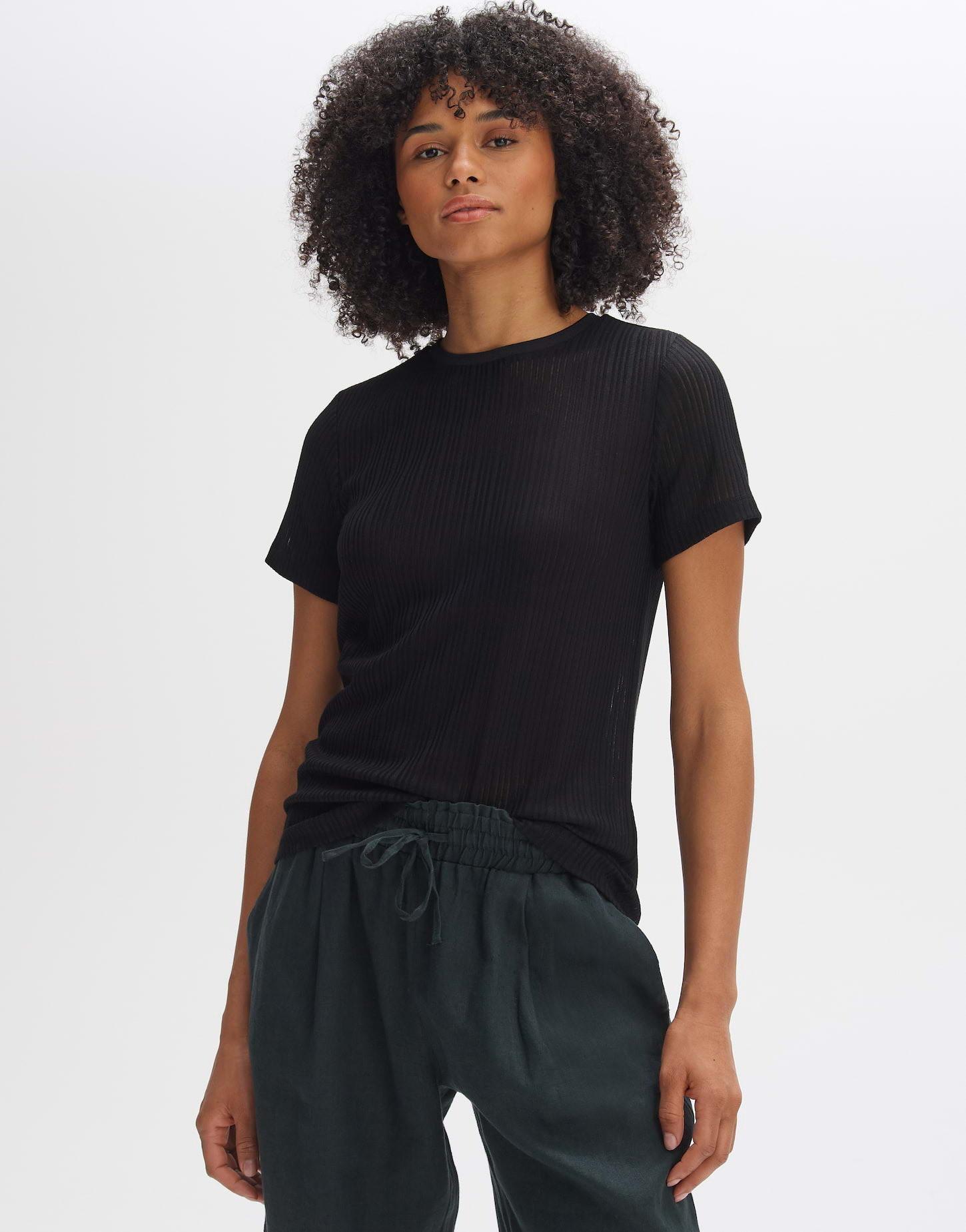 Image of Rippshirt Sendrasa Gerader Schnitt Damen Schwarz 38