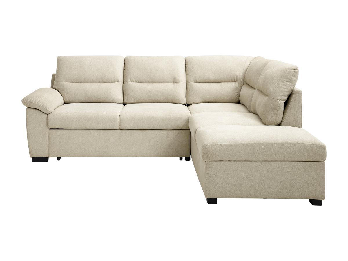 Vente-unique Ecksofa mit Schlaffunktion - Ecke rechts - Stoff - Beige - TOLMINA  