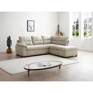 Vente-unique Ecksofa mit Schlaffunktion - Ecke rechts - Stoff - Beige - TOLMINA  