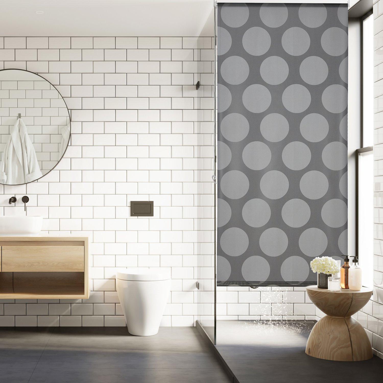 B2X Rideau de douche à pois gris  