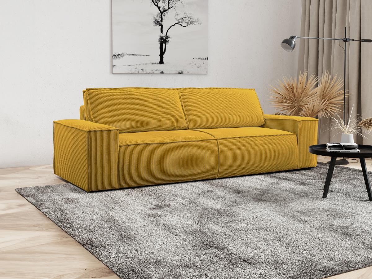 PASCAL MORABITO Schlafsofa 4-Sitzer - Cord - Gelb - AMELIA  