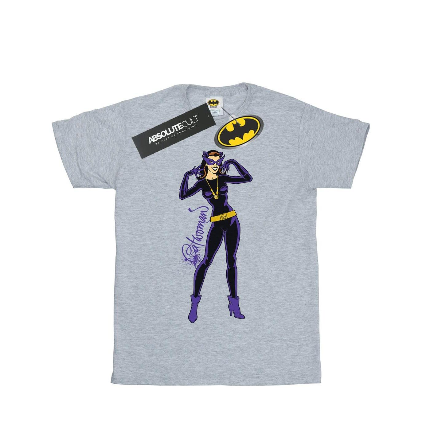 Image of Catwoman Happy Pose Tshirt Mädchen Grau 116