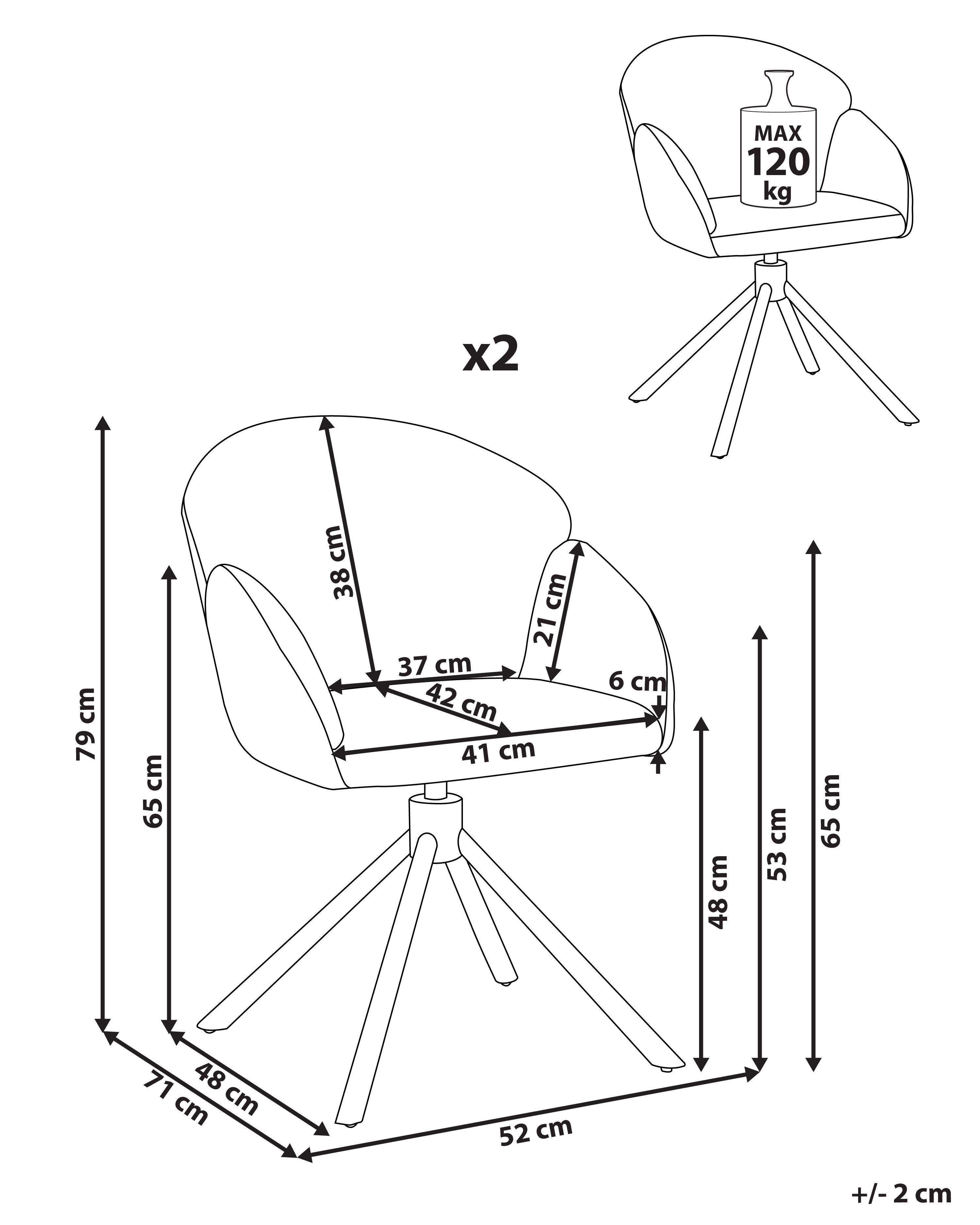Beliani Lot de 2 chaises de salle à manger en Tissu Traditionnel MAYBEE  