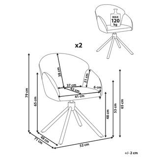 Beliani Lot de 2 chaises de salle à manger en Tissu Traditionnel MAYBEE  