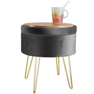 Tectake Tabouret avec coffre de rangement aspect velours transformable AVA  