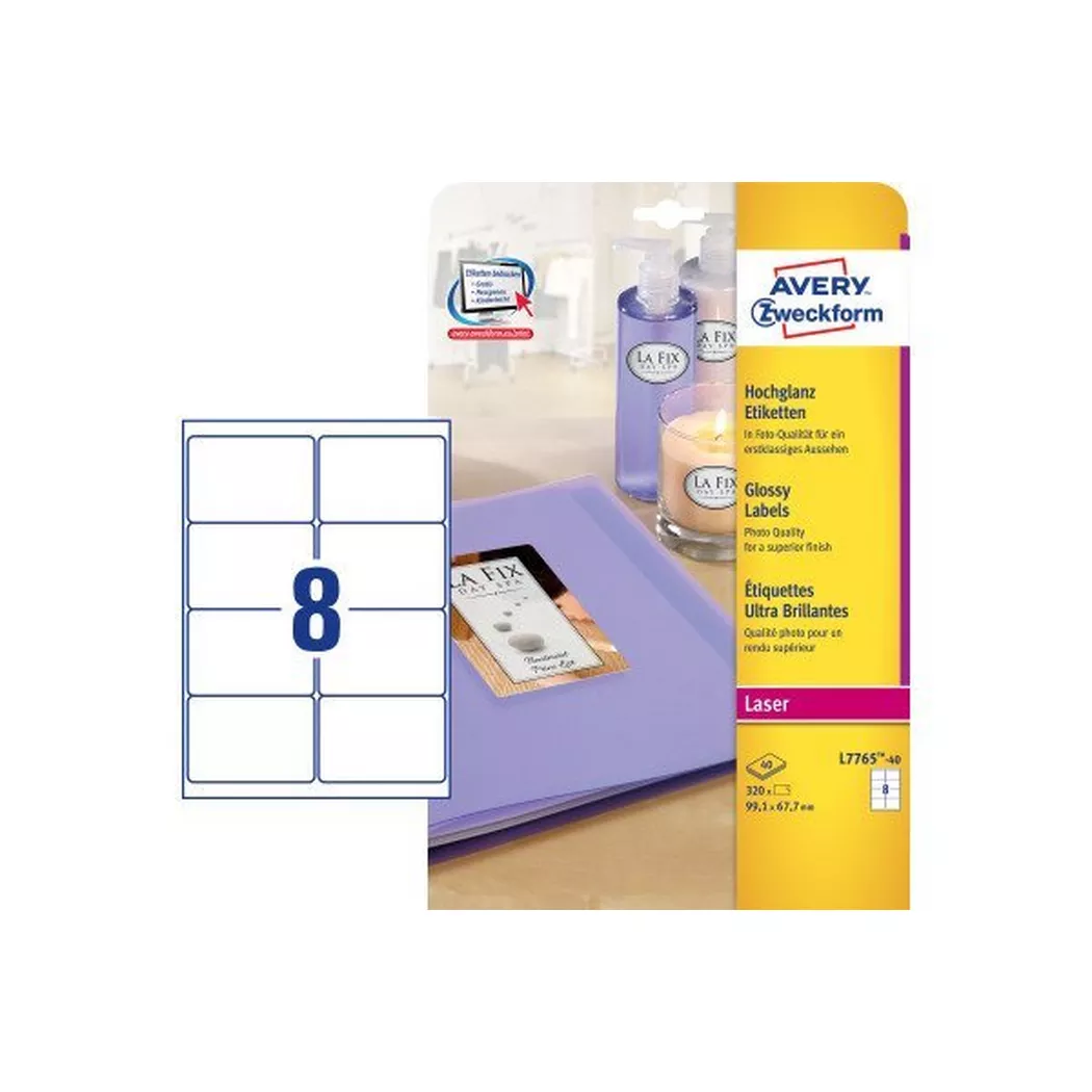 Avery-Zweckform – AVERY ZWECKFORM Etiketten 99,1×67,7mm, glossy 320 Stück, One Size, Weiss