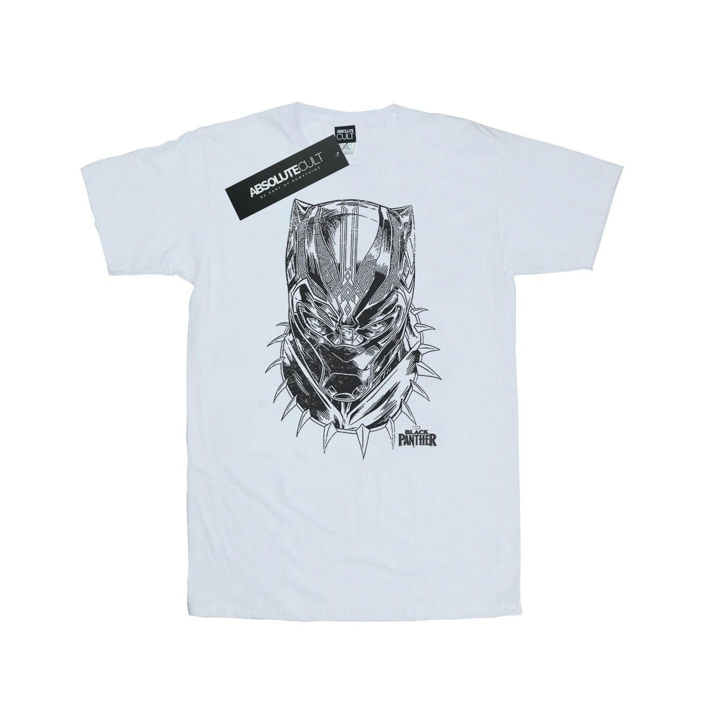 Image of Black Panther Spray Headshot Tshirt Herren Weiss L