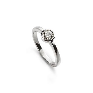 MUAU Schmuck  Solitär Ring Zargen-Fassung Weissgold 750, Brillant 0.25ct. 