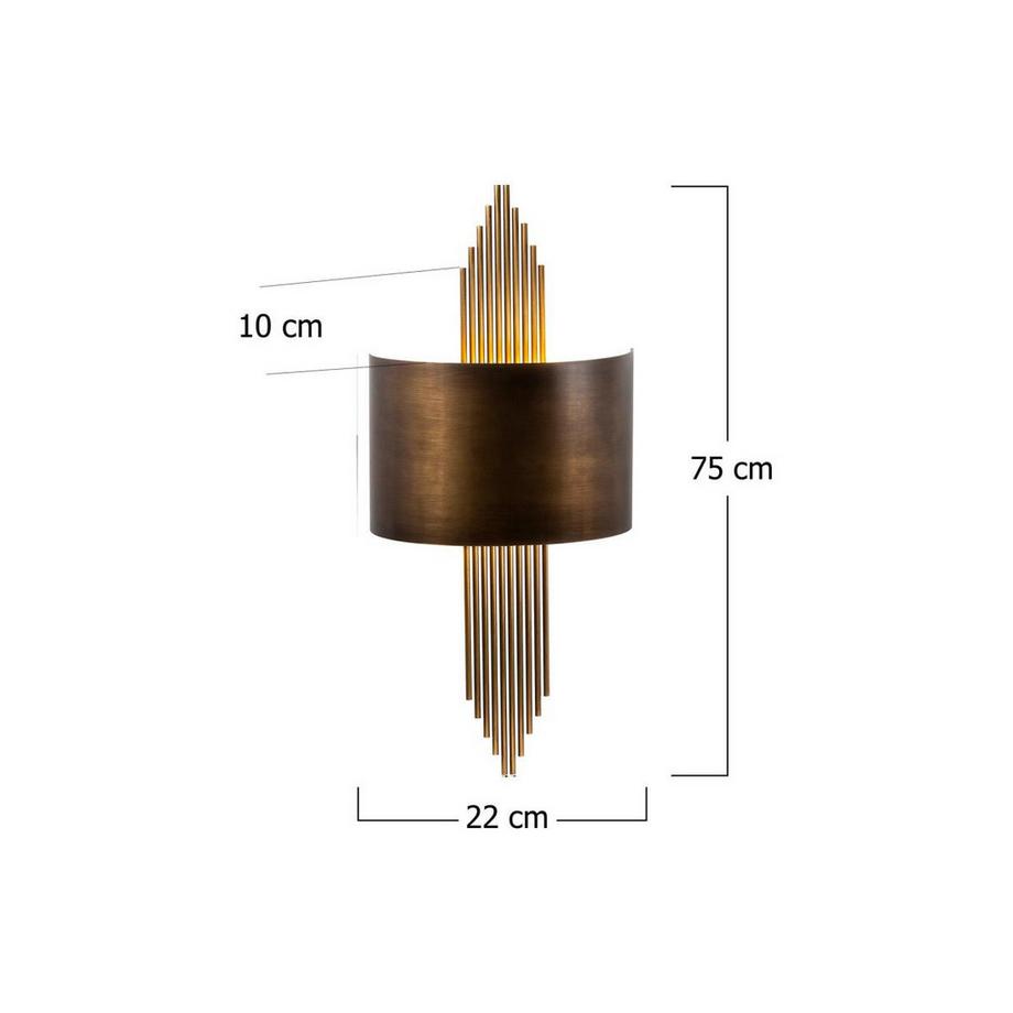 OZAIA Applique art déco L. 22 x H. 75 cm in Metallo Dorato - SANGARIUS  