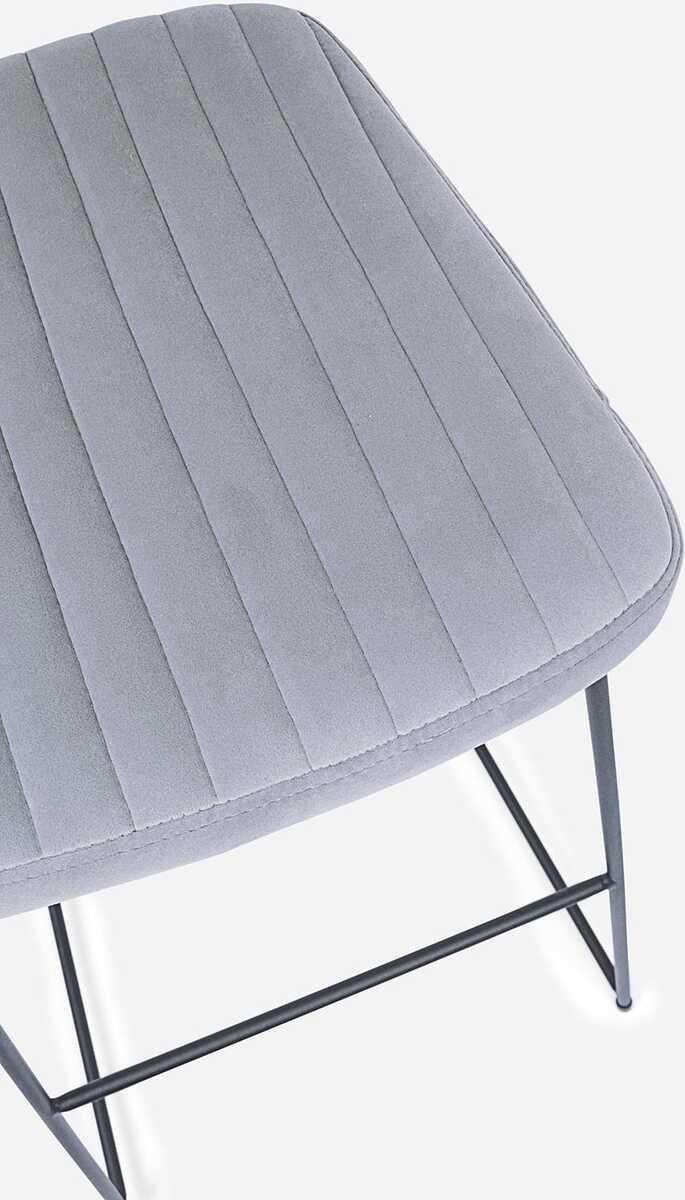 mutoni Tabouret de bar Kinsley velours gris  