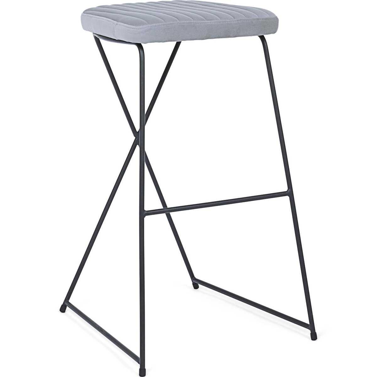 mutoni Tabouret de bar Kinsley velours gris  