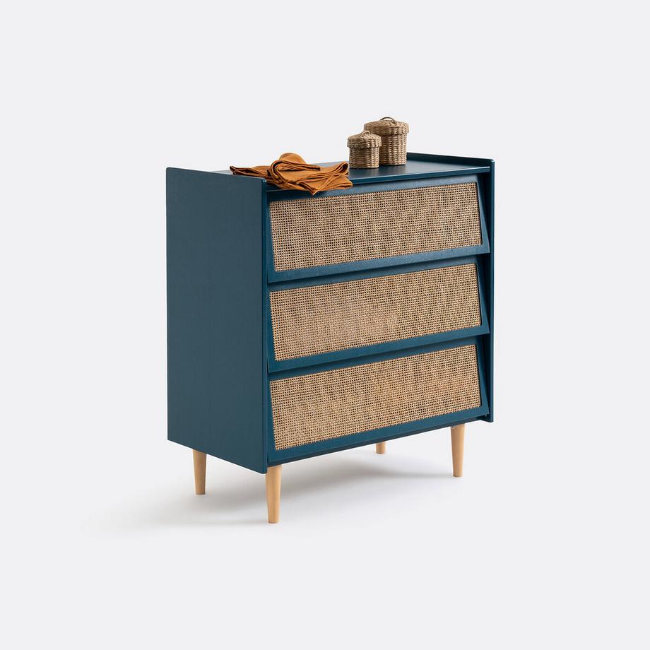 Commode 3 tiroirs en cannage