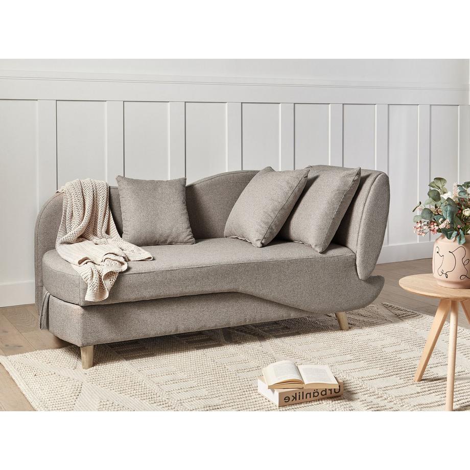 Beliani Rechtsseitige Chaiselongue aus Kunstleinen Skandinavisch MERI  