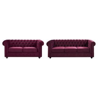 Vente-unique Sofas 3-Sitzer & 2-Sitzer - Samt - Purpur - CHESTERFIELD  