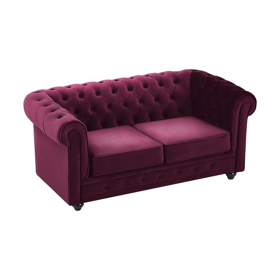 Vente-unique Sofas 3-Sitzer & 2-Sitzer - Samt - Purpur - CHESTERFIELD  