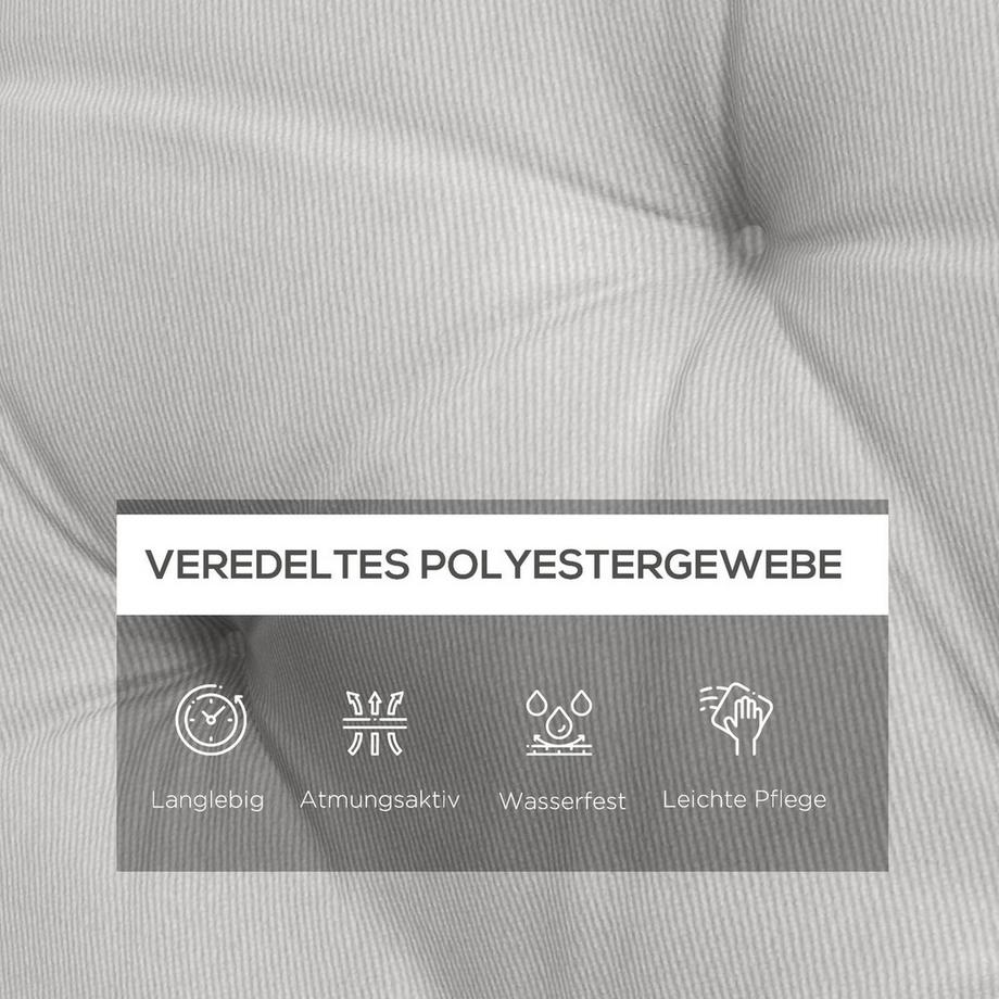 Northio Coussin de banc 3 places 150x98x8 cm Coussin de banc avec sangles Coussin de siège Coussin de chaise extérieur/intérieur Coussin de siège Coussin de siège Coussin de banc pour meubles de jardin Balancelle de banc Gris clair  