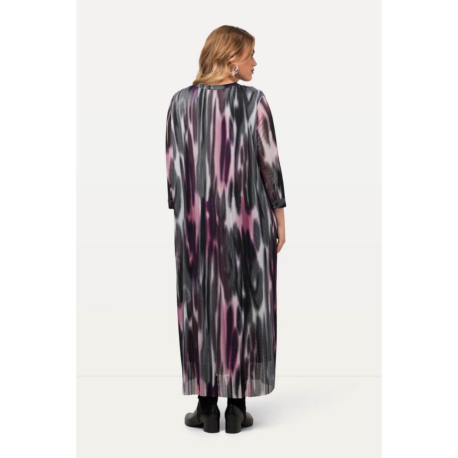 Ulla Popken Robe midi double couche ligne A col rond manches longues  