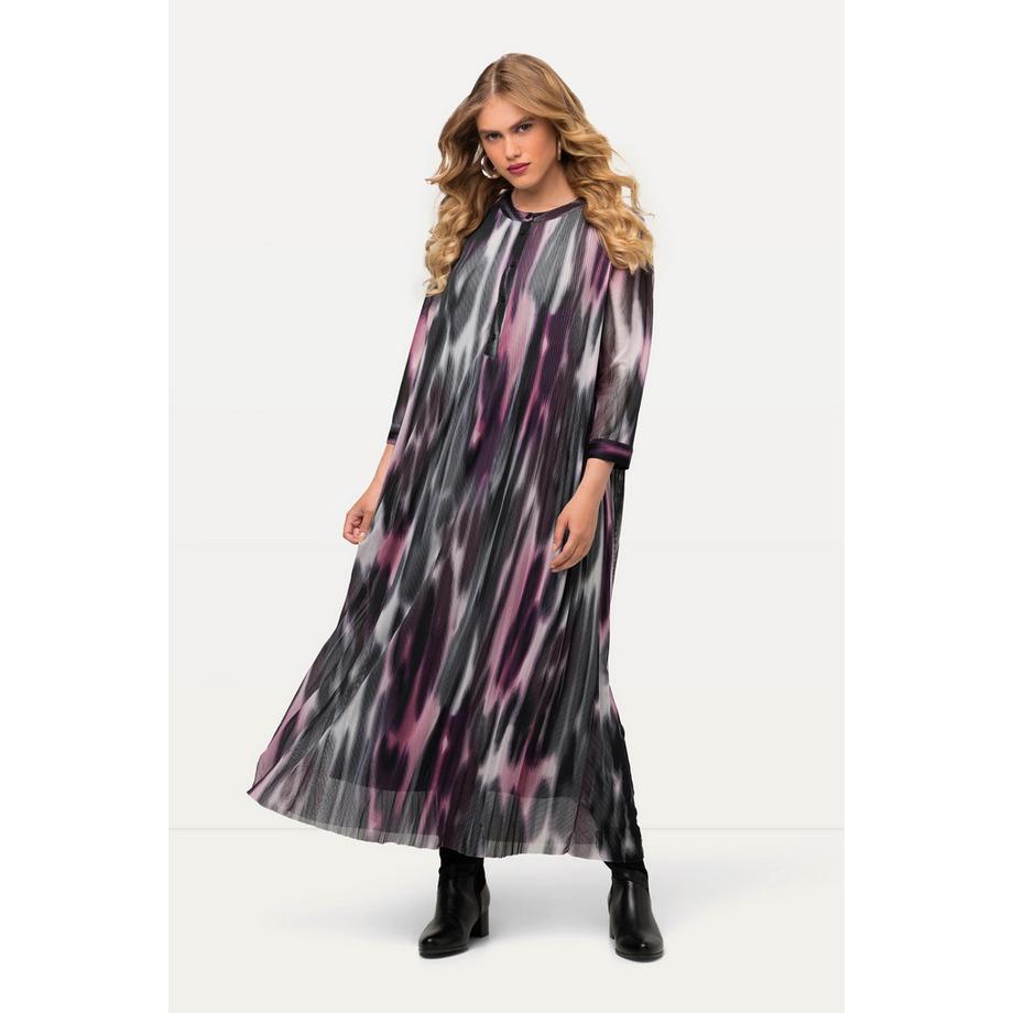 Ulla Popken Robe midi double couche ligne A col rond manches longues  