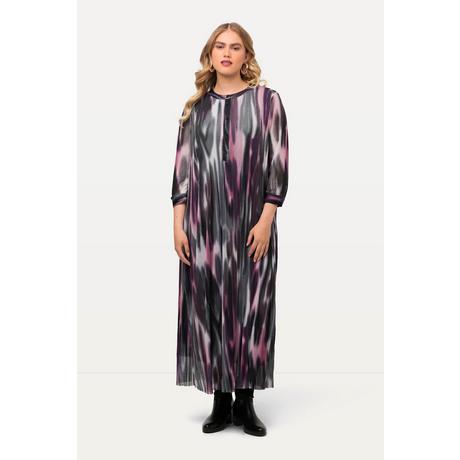 Ulla Popken  Robe midi à ligne en A, col rond et manches longues, doublure 