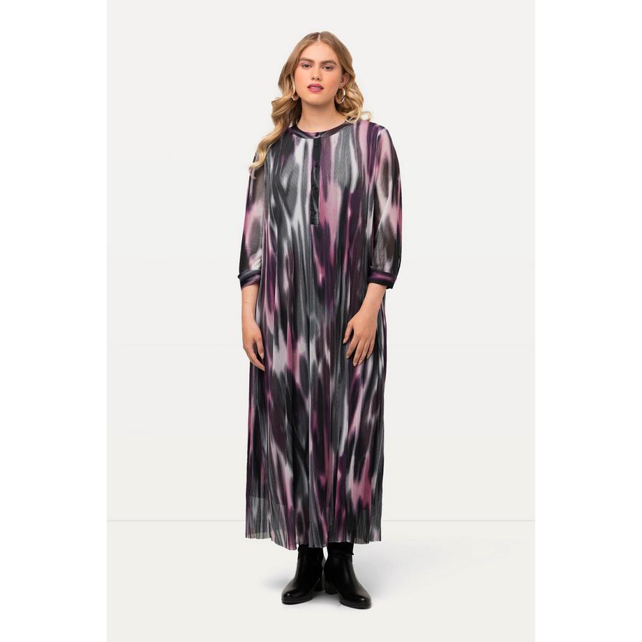 Ulla Popken Robe midi double couche ligne A col rond manches longues  