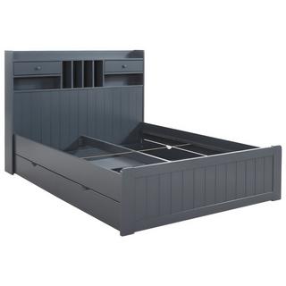 Vente-unique Lit avec rangements 140 x 190 cm - Pin - Gris anthracite + Sommier + Matelas - MEDERICK  