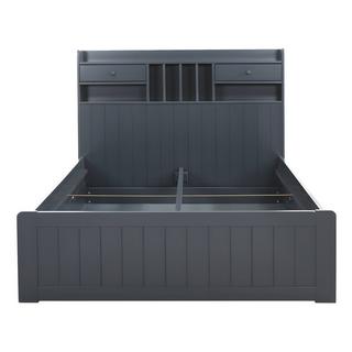 Vente-unique Lit avec rangements 140 x 190 cm - Pin - Gris anthracite + Sommier + Matelas - MEDERICK  